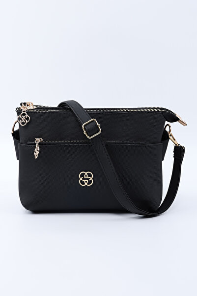 SHAKA Черна Shk226 синтетична кожа, чанта с цип с 3 отделения, за ръка, ръкав...