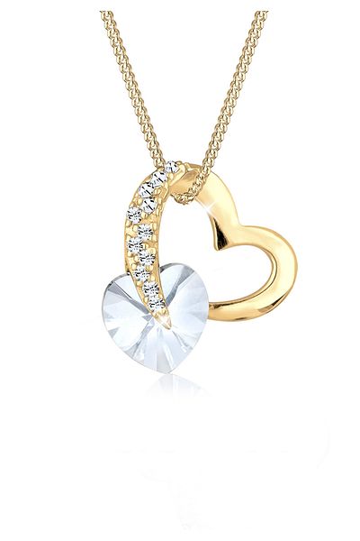 ELLI Necklace White Heart Crystals 925 Sterling Silver