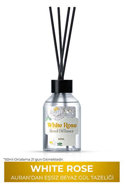 AURAN Beyaz Gül Çubuklu Oda Kokusu Esansiyel Uçucu Yağ White Rose 50ml