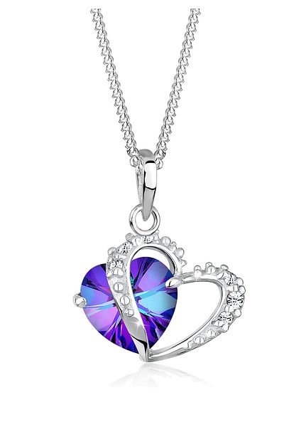 ELLI Halskette Damen mit Anhänger Herz und Kristallen in 925 Sterling Silber 45 cm lang
