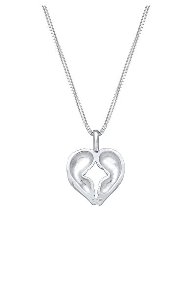 ELLI Dámský náhrdelník s přívěskem a srdcem, hravý, ze sterlingového stříbra 925