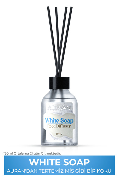 AURAN Beyaz Sabun Çubuklu Oda Kokusu Bambu Kokusu White Soup Reed Diffuser 50ml