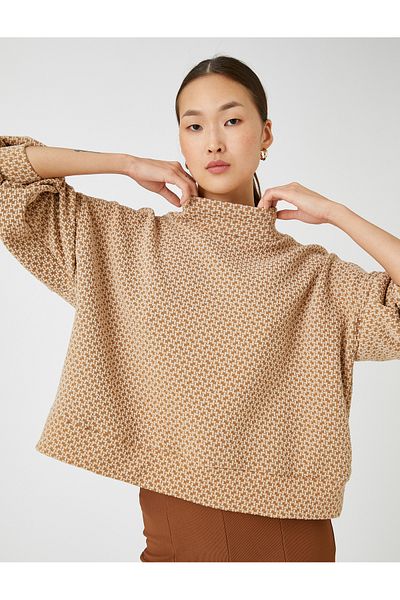 Koton Oversize T-Shirt Long Sleeve Half Turtleneck