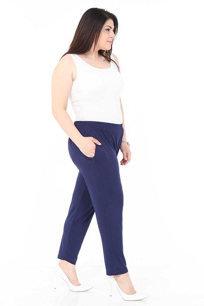 modayız Navy Blue Flexible Trousers 24c-0988