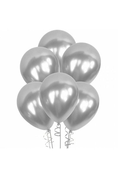 Deniz Party Store Metallic Silver Latex Balloon 10 Pieces 12 Inch