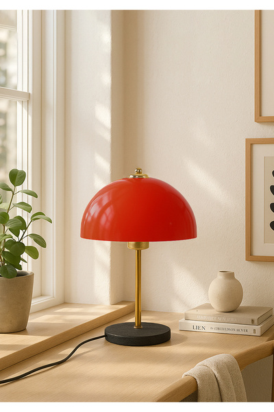 HOMİNG Homing Swiss Red Gold Body Mushroom Lampshade Night Lamp