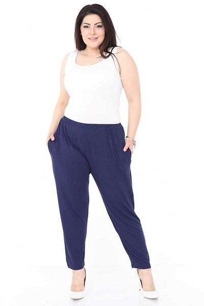 modayız Navy Blue Flexible Trousers 24c-0988