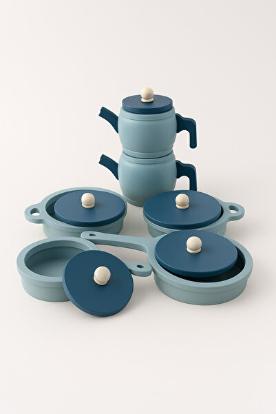 Genel Markalar Oyuncak Tencere Tava Çaydanlık Mutfak Seti (YEŞİL)