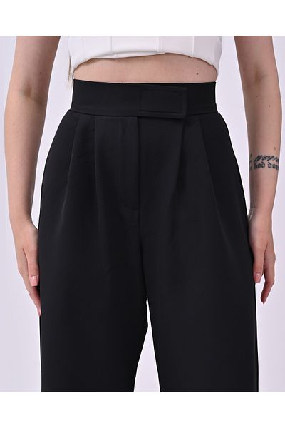 polle Black High Waist Velcro Women's Palazzo Trousers