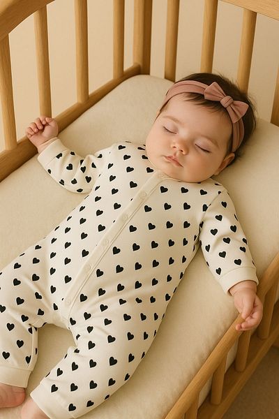 Minytrendy Baby Girl Boy Newborn Jumpsuit Heart Patterned Flexible Snap Jumpsuit Hospital Release Baby Gift