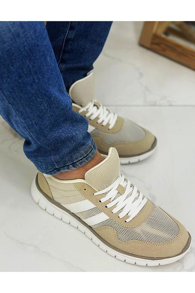 Klay Shoes Ανδρικά αθλητικά παπούτσια Walking με διπλό λουράκι με κορδόνια με δίχτυ που αναπνέει Ελαφρύ εύκαμπτο μπεζ αθλητικό παπούτσι