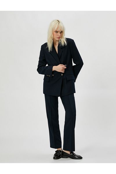 Koton Stoffhose, gerades Bein, gerippter Reißverschluss, normale Taille