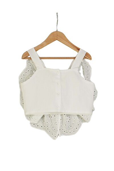 wakawakakidsstore White Fisto Bow Detailed Girl's Blouse