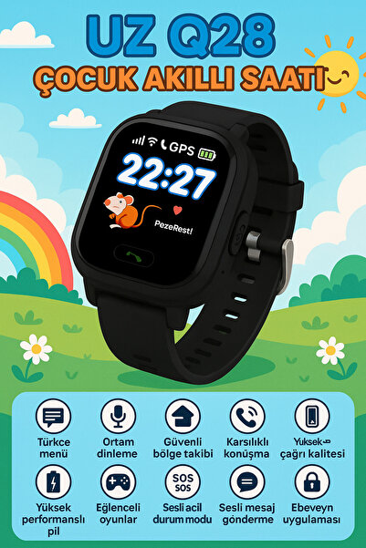 L'eDoren Uz Q28 Gps Konum Takipli 4g Destekli Akıllı Çocuk Takip Saati Sim Ka...