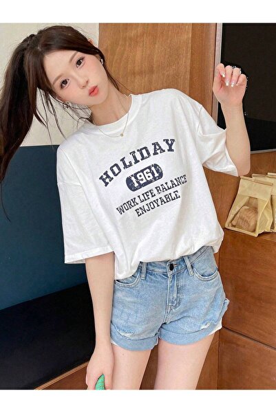 YRN COLLECTION تي شيرت من القطن الممشط برقبة دائرية للجنسين للنساء/الرجال من ...