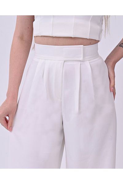 polle High Waist Women's Palazzo Trousers - Velcro Waist Design