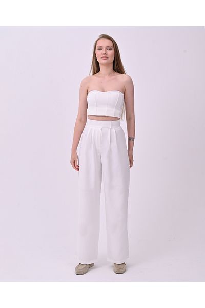 polle High Waist Women's Palazzo Trousers - Velcro Waist Design
