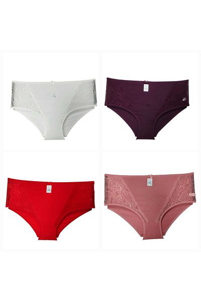 wear treasure Pachet de 4 chiloți din bumbac din față și din spate, cu talie înaltă, mărimi mari