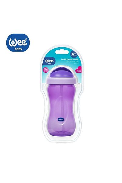 Wee Baby 761 Colored Glass with Straw 350 Ml 6+months Purple