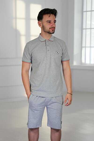 PARAGOOSE Set PAILLE Tricou Polo cu maneca scurta Sort pentru Barbati GRI MELANJ