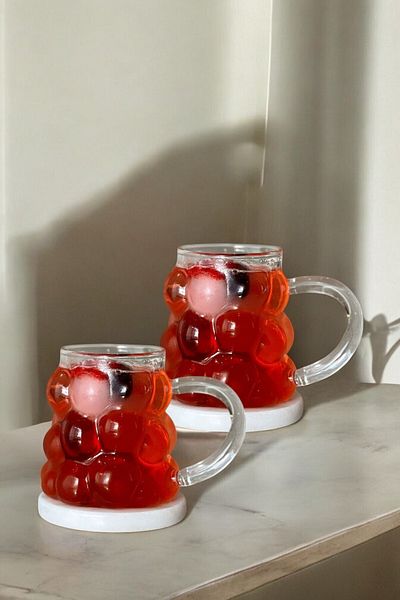 Mirilliahome Grape Glass with Handle |   Glass Soft Drink and Cold Coffee Glass |   Set of 2