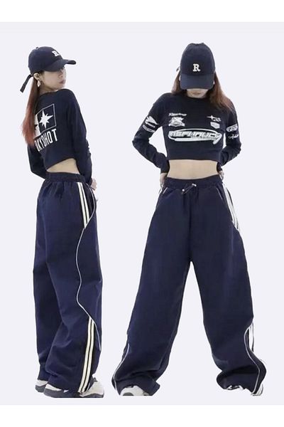 EDVESS Black Harajuku Style Y2k Parachute Pants Tracksuit