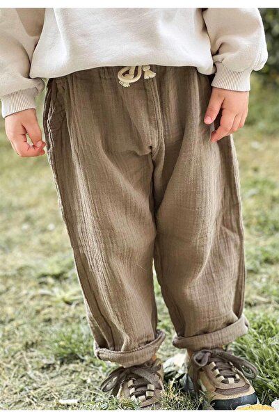 Cigit Παντελόνι Μουσελίνα 1-7 Χρόνια Σκούρο Μπεζ