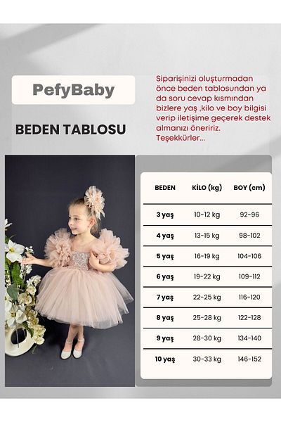 PefyBaby Pom-Pom Sequined Girl's Tutu Evening Dress, Dress, Wedding Powder