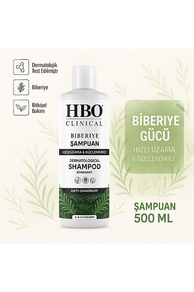 hbo Clinical Rosemary Shampoo - Salt-Free, Dermatological, Anti-Dandruff Effective Herbal New Formula