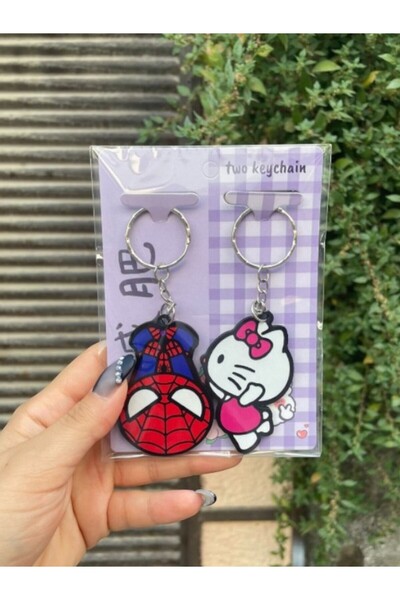 Mansura Hello Kitty Spiderman Kiss Çift Anahtarlık 2 Adet