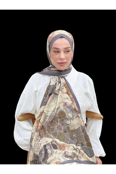 Freeista Dark Gray Patterned Shawl Lina 25042507340