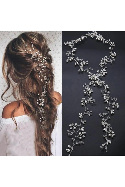GlassySKY (50cm) 1Pcs Stylish Pearl Hair Accessory Wedding/Henna/Birthday//Pa...