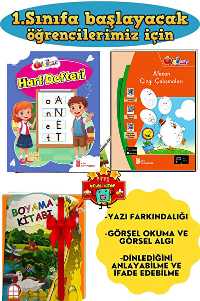 Ata Yayıncılık 1.sınıfa Hazırlık Seti(BÜYÜK KÜÇÜK KAS GELİŞİMİ IÇİN HARF VE ÇİZGİ ÇALIŞMALARI SETİ)
