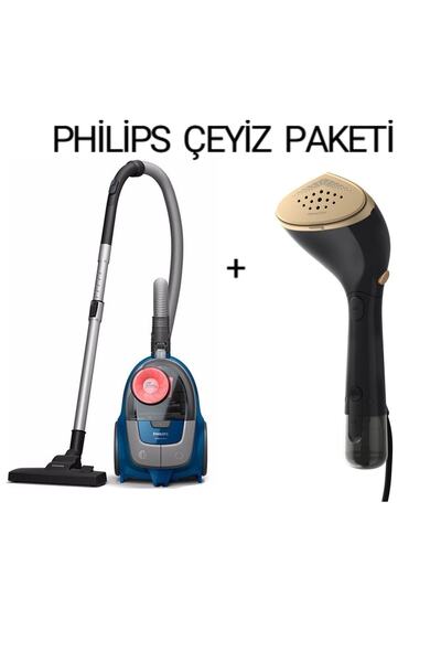 Philips Torbasiz Elektrikli Süpürge + Buharlı Düzleştirici Ütü Çeyiz Paketi 2023