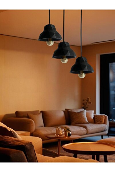 Genel Markalar Şık Siyah Tekli Avize E27 Rustik Ampul ile Mekanınıza Zarafet Katın