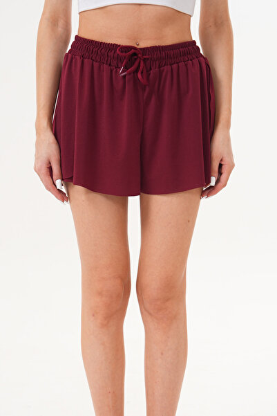 Bliss Бордовий двошаровий жіночий спортивний шорти-спідниця з широким кроєм