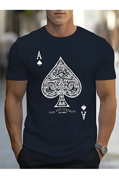 PARUNIV Tricou barbati casual, Luck and Strength,cu gat rotund si maneca scur...