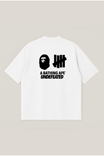 Moon Dancer Tricou BATHING APE x Undefeated unisex, supradimensionat, cu impr...