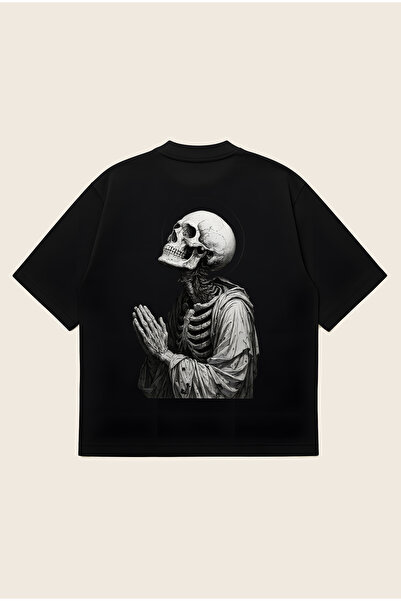 Moon Dancer Μπλουζάκι με στάμπα Pray Skeleton, Unisex, Oversize, με χοντρό ύφ...