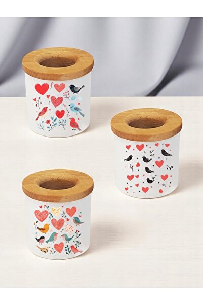 lili hediyelik Suport pentru stilou din ceramică din 3 piese, cu imprimeu Hea...