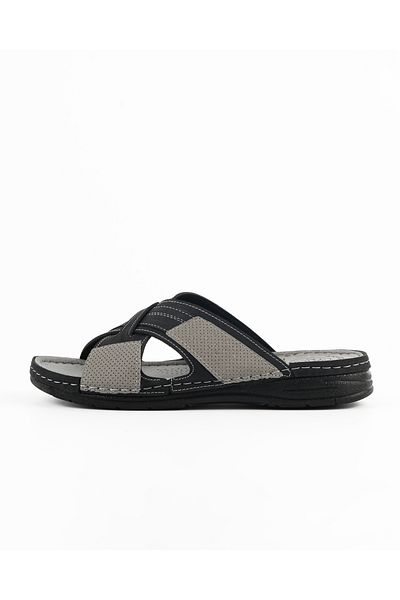 Tigerline Men's Slippers Tl084 Black Gray Summer Home & Outdoor Slippers