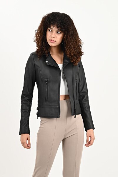 ALİN Liberty Kadın Siyah Biker Hakiki Deri Ceket Beden Ölçüleri Görselde