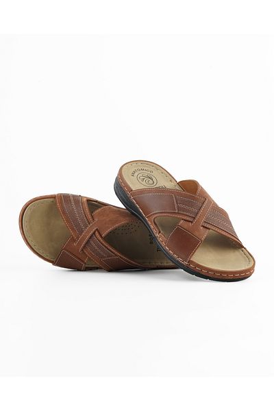 Tigerline Ανδρικές παντόφλες TL084 Tobacco Mikanos Summer Home & Outdoor Slippers