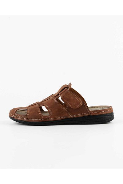 Tigerline Ανδρικές παντόφλες Ms133 Tobacco Mikanos Plus Size 48 Αριθμός