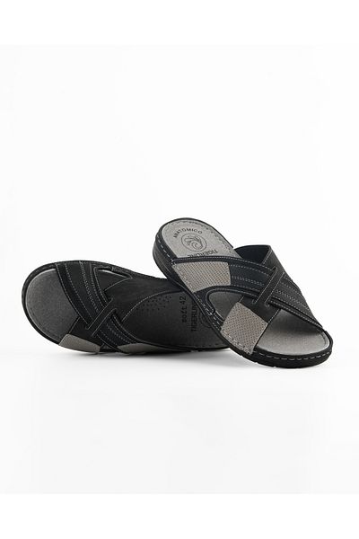 Tigerline Men's Slippers Tl084 Black Gray Summer Home & Outdoor Slippers