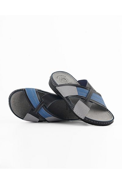 Tigerline Ανδρικές παντόφλες TL084 Navy Blue Black Grey Summer Home & Outdoor Slippers