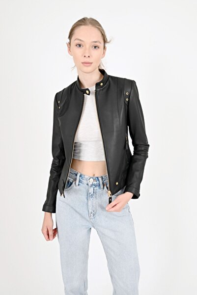 ALİN Rio Kadın Kısa Fit Siyah Hakiki Deri Ceket Beden Ölçüleri Görselde