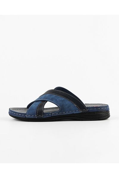 Tigerline Daily Men's Navy Blue Slippers Spring Summer Seasons Orthopedic Sole