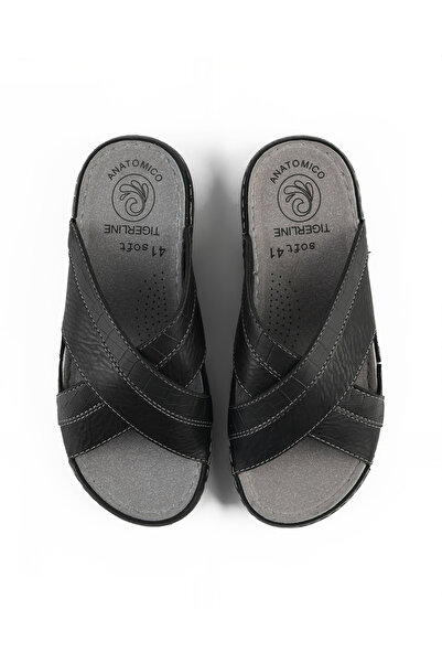 Tigerline Ανδρικές παντόφλες - Μαύρες - Κατασκευή με υποστήριξη άνεσης, κομψό σχέδιο, μαλακή σόλα, κατάλληλη για καθημερινή χρήση