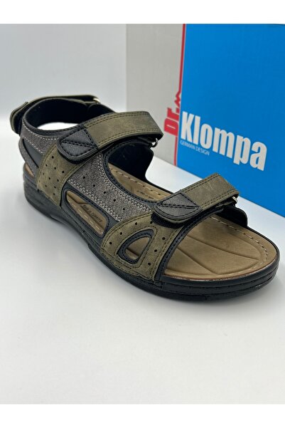 DR KLOMPA Men's Sandals - Khaki Gray - Comfort Supported Structure Stylish Design Soft Sole Suitable for Daily Use
